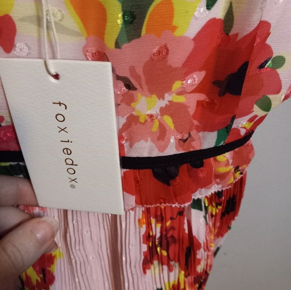 𝅺NWT Anthropolgie Foxidox Floral Accordian Pleated Dress - Picture 9 of 14